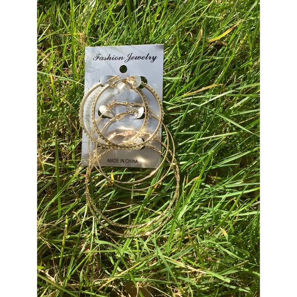 New set 3 pair earrings hoop - Picture 2 of 5